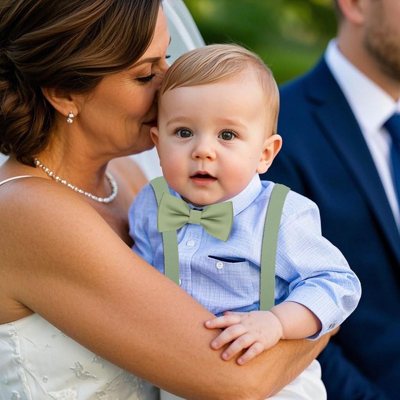 BEWDIO Adjustable Baby Boy Suspenders and Bow Tie, Pre-tied Kids Bowtie and Elastic Suspenders with 4 Strong Metal Clips - Image 5